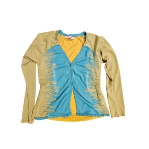 Aldo + martins anthropologie babydoll cardigan women medium bamboo resort bright